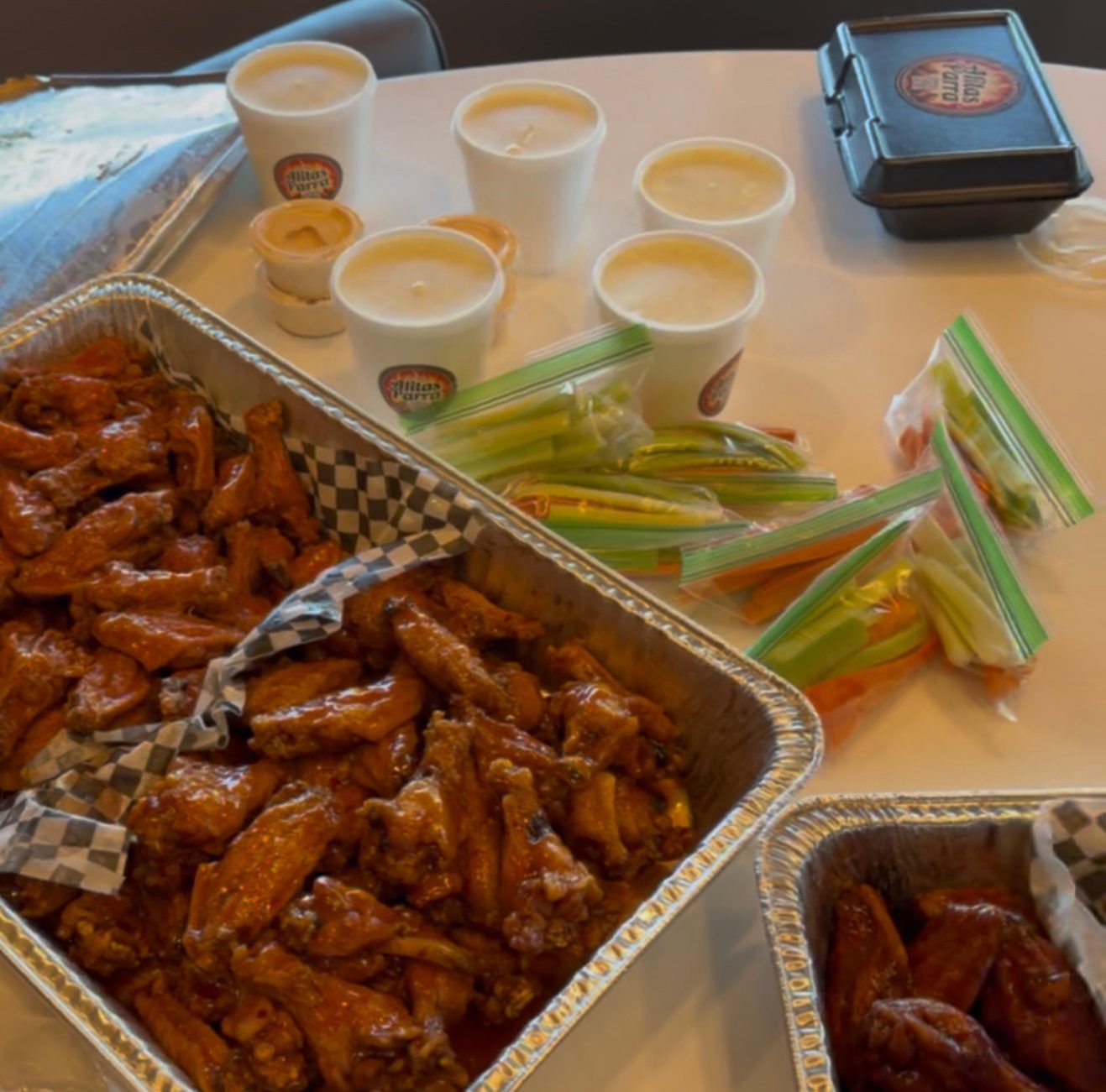 75 Pieces with 3 Large Fries, 7 Ranch, & Veggies.